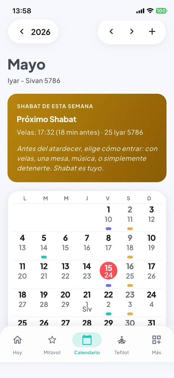 Hebrew Calendar on Your Phone — Zmanim, Holidays, Omer · My Jewish Day