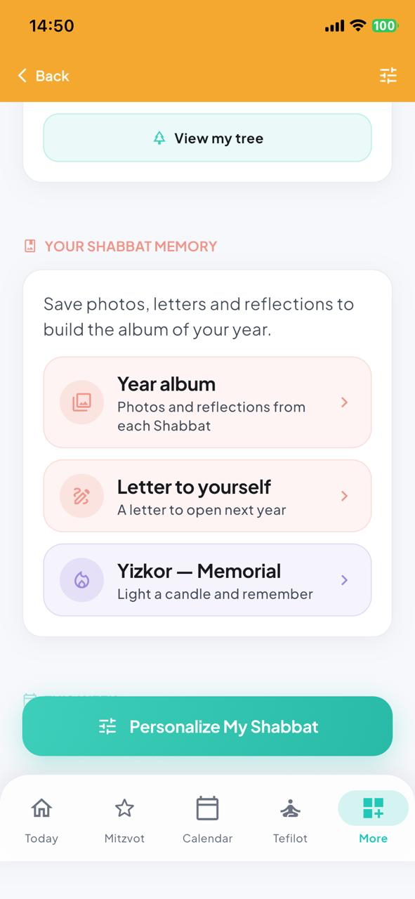 Your Shabbat memory — year album, letter and Yizkor